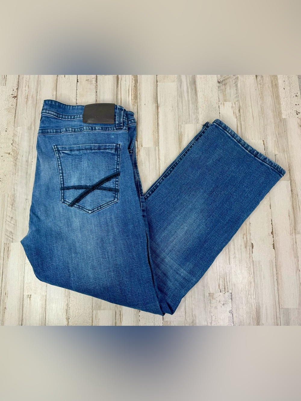 T.K. Axel Slim Boot Jeans Mens 38x31 Blue Denim Embroidery Western